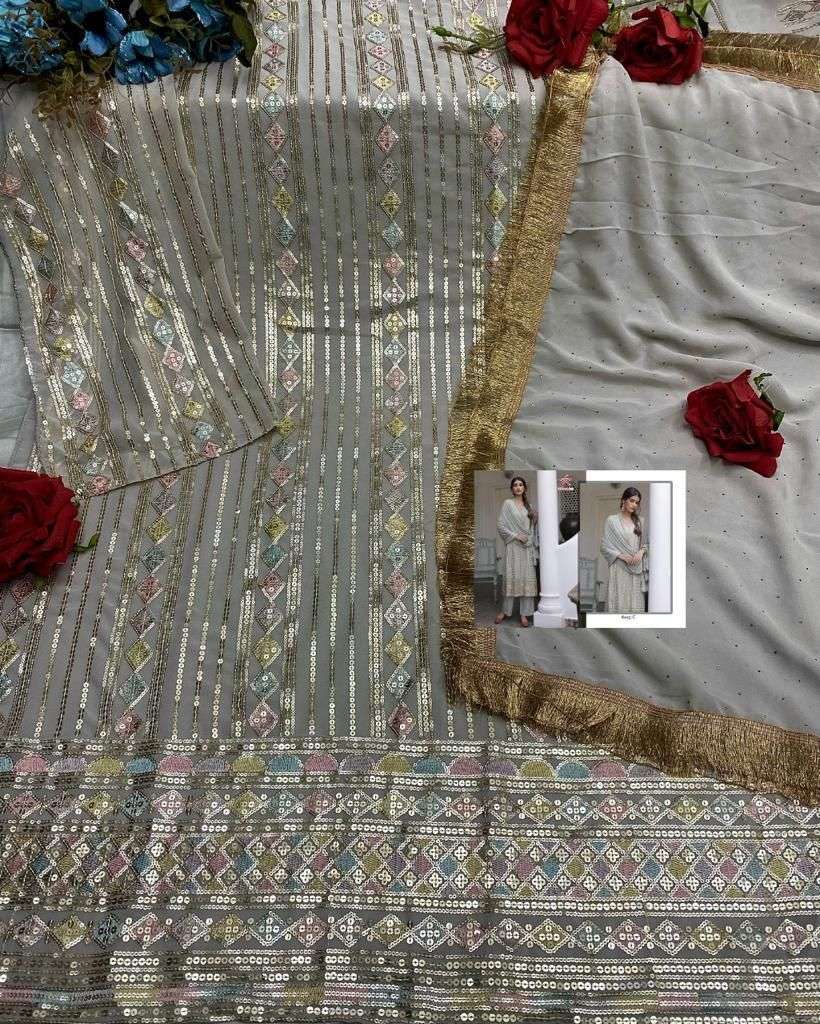 Mishaal 8025 Colours By Mishaal Fab 8025-A To 8025-F Series Beautiful Pakistani Suits Stylish Colorful Fancy Casual Wear & Ethnic Wear Heavy Georgette Embroidered Dresses At Wholesale Price