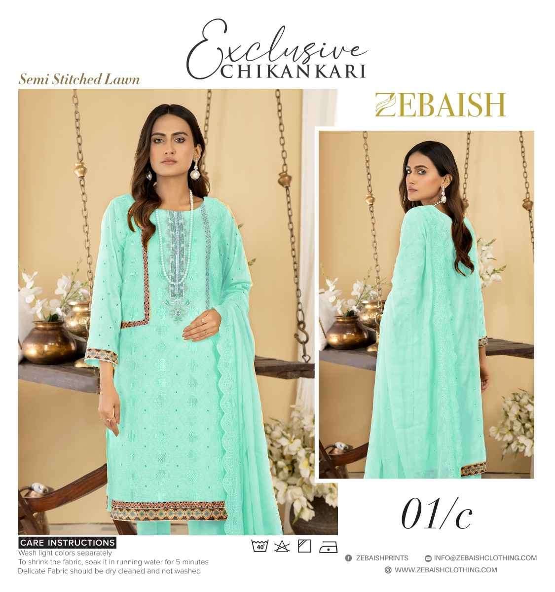 ORIGINAL PAKISTANI EXCLUSIVE CHIKANKARI BY ZEBAISH 01-A TO 04-E SERIES BEAUTIFUL PAKISTANI SUITS COLORFUL STYLISH FANCY CASUAL WEAR & ETHNIC WEAR FANCY DRESSES AT WHOLESALE PRICE