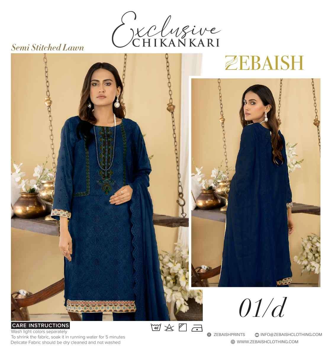 ORIGINAL PAKISTANI EXCLUSIVE CHIKANKARI BY ZEBAISH 01-A TO 04-E SERIES BEAUTIFUL PAKISTANI SUITS COLORFUL STYLISH FANCY CASUAL WEAR & ETHNIC WEAR FANCY DRESSES AT WHOLESALE PRICE