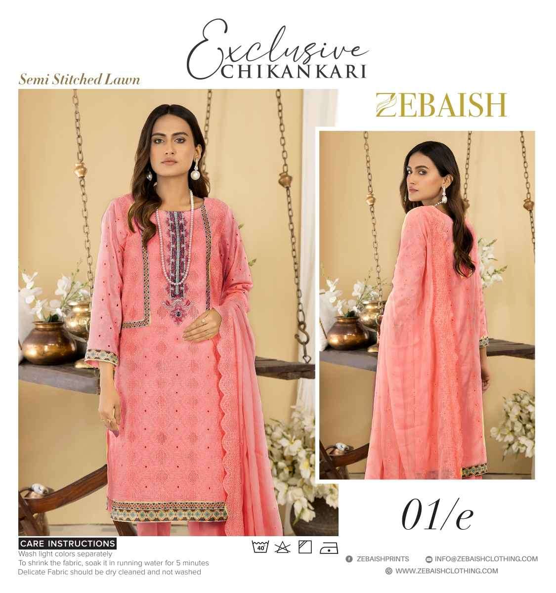 ORIGINAL PAKISTANI EXCLUSIVE CHIKANKARI BY ZEBAISH 01-A TO 04-E SERIES BEAUTIFUL PAKISTANI SUITS COLORFUL STYLISH FANCY CASUAL WEAR & ETHNIC WEAR FANCY DRESSES AT WHOLESALE PRICE