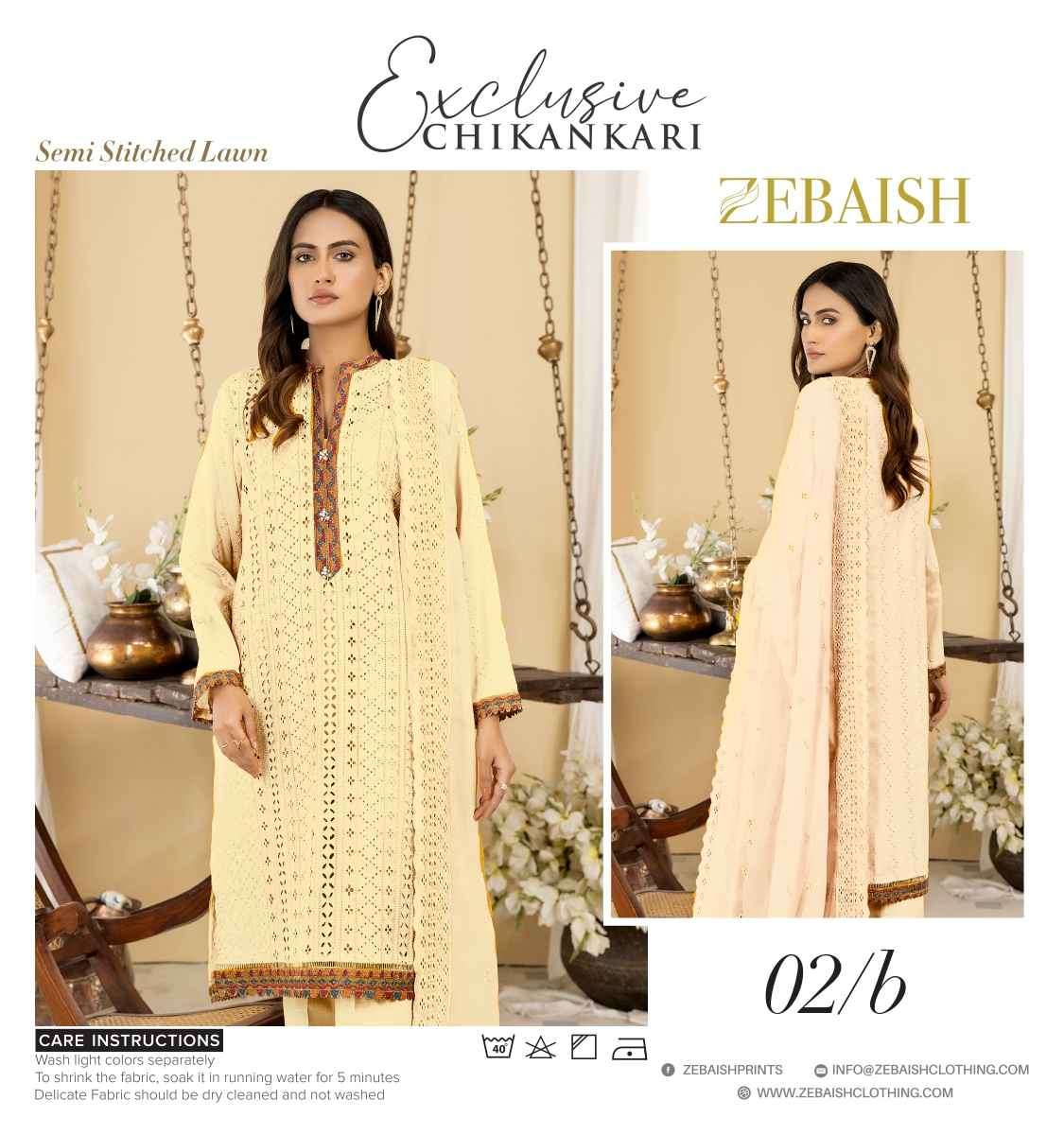 ORIGINAL PAKISTANI EXCLUSIVE CHIKANKARI BY ZEBAISH 01-A TO 04-E SERIES BEAUTIFUL PAKISTANI SUITS COLORFUL STYLISH FANCY CASUAL WEAR & ETHNIC WEAR FANCY DRESSES AT WHOLESALE PRICE