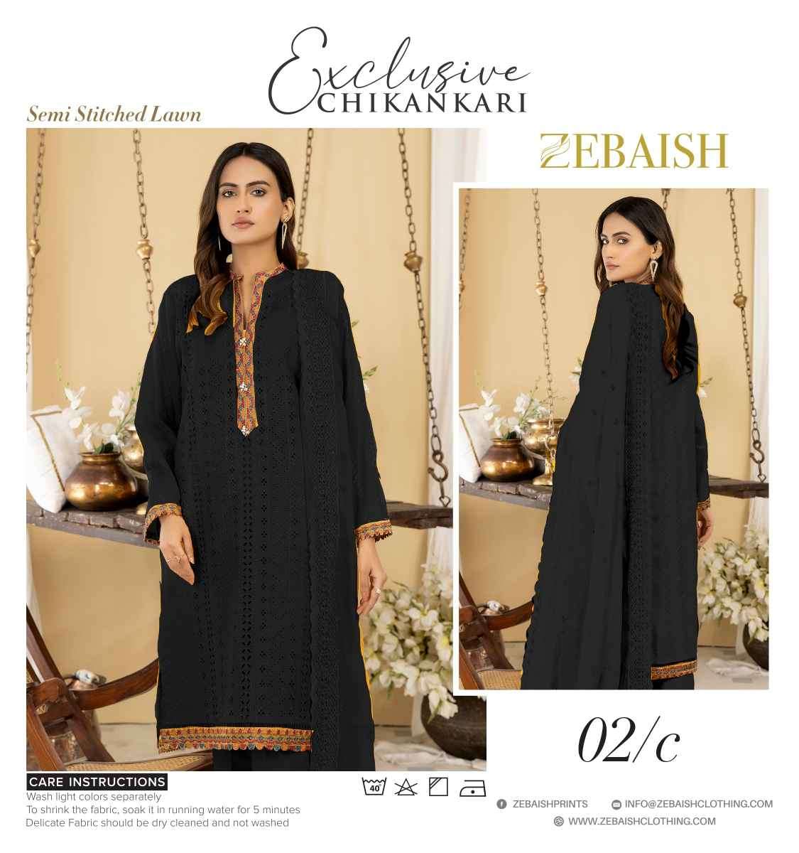 ORIGINAL PAKISTANI EXCLUSIVE CHIKANKARI BY ZEBAISH 01-A TO 04-E SERIES BEAUTIFUL PAKISTANI SUITS COLORFUL STYLISH FANCY CASUAL WEAR & ETHNIC WEAR FANCY DRESSES AT WHOLESALE PRICE