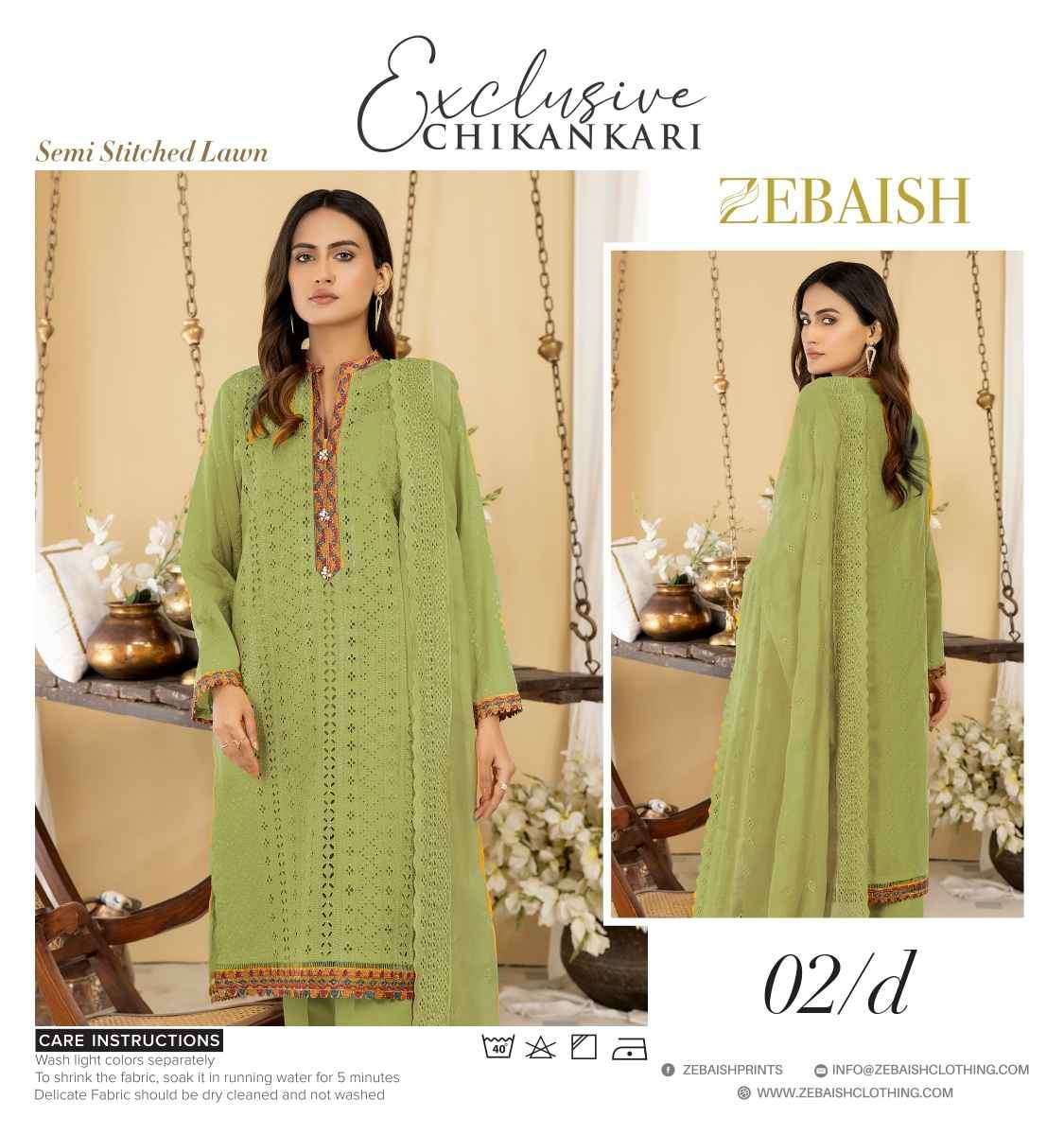 ORIGINAL PAKISTANI EXCLUSIVE CHIKANKARI BY ZEBAISH 01-A TO 04-E SERIES BEAUTIFUL PAKISTANI SUITS COLORFUL STYLISH FANCY CASUAL WEAR & ETHNIC WEAR FANCY DRESSES AT WHOLESALE PRICE