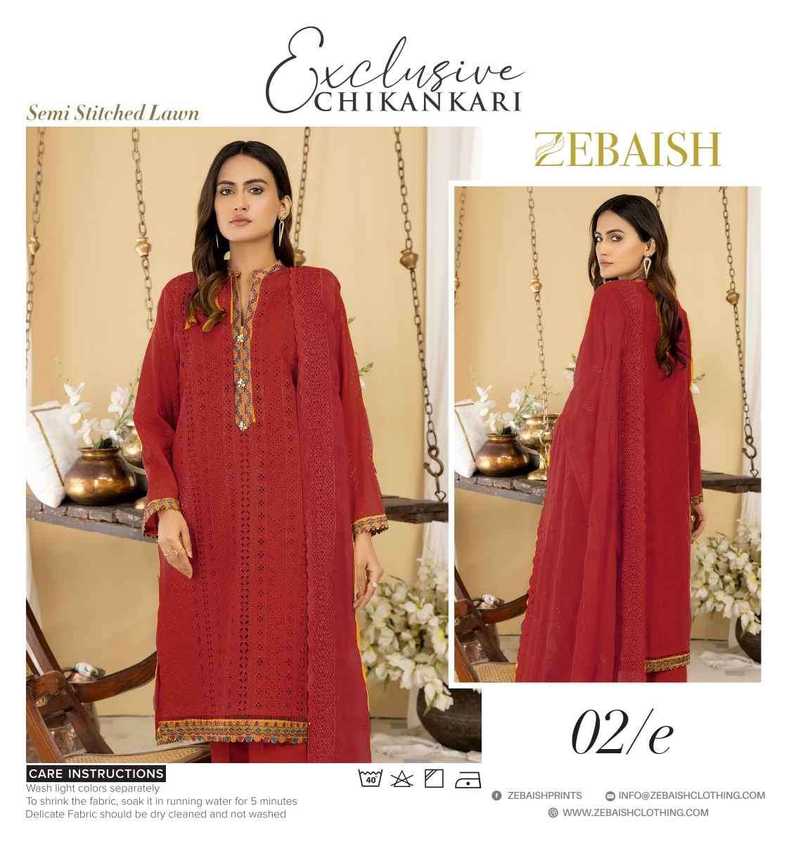 ORIGINAL PAKISTANI EXCLUSIVE CHIKANKARI BY ZEBAISH 01-A TO 04-E SERIES BEAUTIFUL PAKISTANI SUITS COLORFUL STYLISH FANCY CASUAL WEAR & ETHNIC WEAR FANCY DRESSES AT WHOLESALE PRICE
