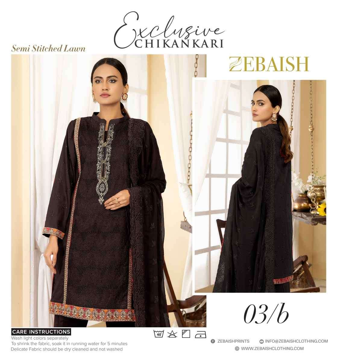 ORIGINAL PAKISTANI EXCLUSIVE CHIKANKARI BY ZEBAISH 01-A TO 04-E SERIES BEAUTIFUL PAKISTANI SUITS COLORFUL STYLISH FANCY CASUAL WEAR & ETHNIC WEAR FANCY DRESSES AT WHOLESALE PRICE