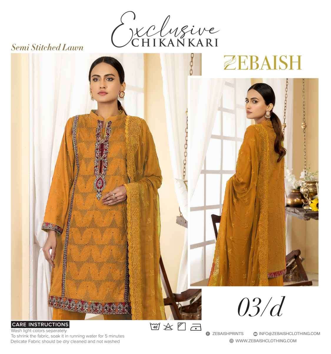 ORIGINAL PAKISTANI EXCLUSIVE CHIKANKARI BY ZEBAISH 01-A TO 04-E SERIES BEAUTIFUL PAKISTANI SUITS COLORFUL STYLISH FANCY CASUAL WEAR & ETHNIC WEAR FANCY DRESSES AT WHOLESALE PRICE