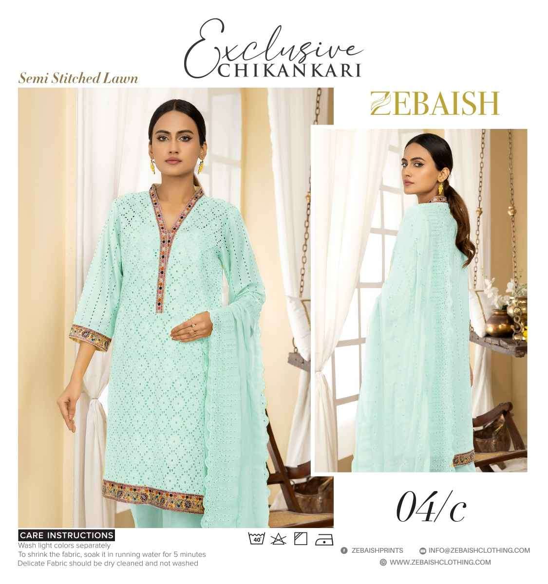 ORIGINAL PAKISTANI EXCLUSIVE CHIKANKARI BY ZEBAISH 01-A TO 04-E SERIES BEAUTIFUL PAKISTANI SUITS COLORFUL STYLISH FANCY CASUAL WEAR & ETHNIC WEAR FANCY DRESSES AT WHOLESALE PRICE
