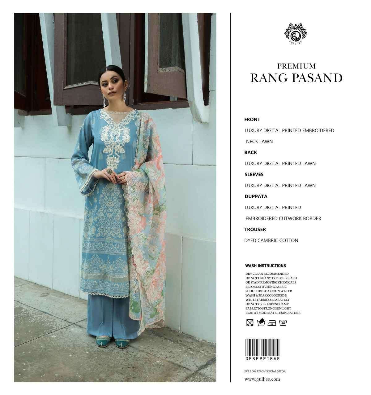 ORIGINAL PAKISTANI PREMIUM RANG PASAND BY GULL LEE 01 TO 12 SERIES BEAUTIFUL PAKISTANI SUITS COLORFUL STYLISH FANCY CASUAL WEAR & ETHNIC WEAR FANCY DRESSES AT WHOLESALE PRICE