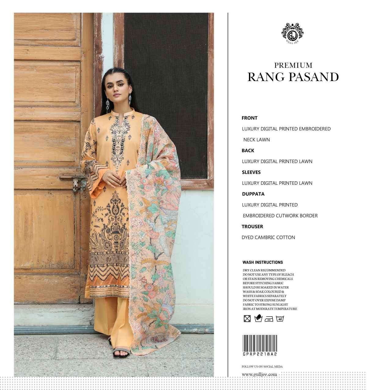 ORIGINAL PAKISTANI PREMIUM RANG PASAND BY GULL LEE 01 TO 12 SERIES BEAUTIFUL PAKISTANI SUITS COLORFUL STYLISH FANCY CASUAL WEAR & ETHNIC WEAR FANCY DRESSES AT WHOLESALE PRICE