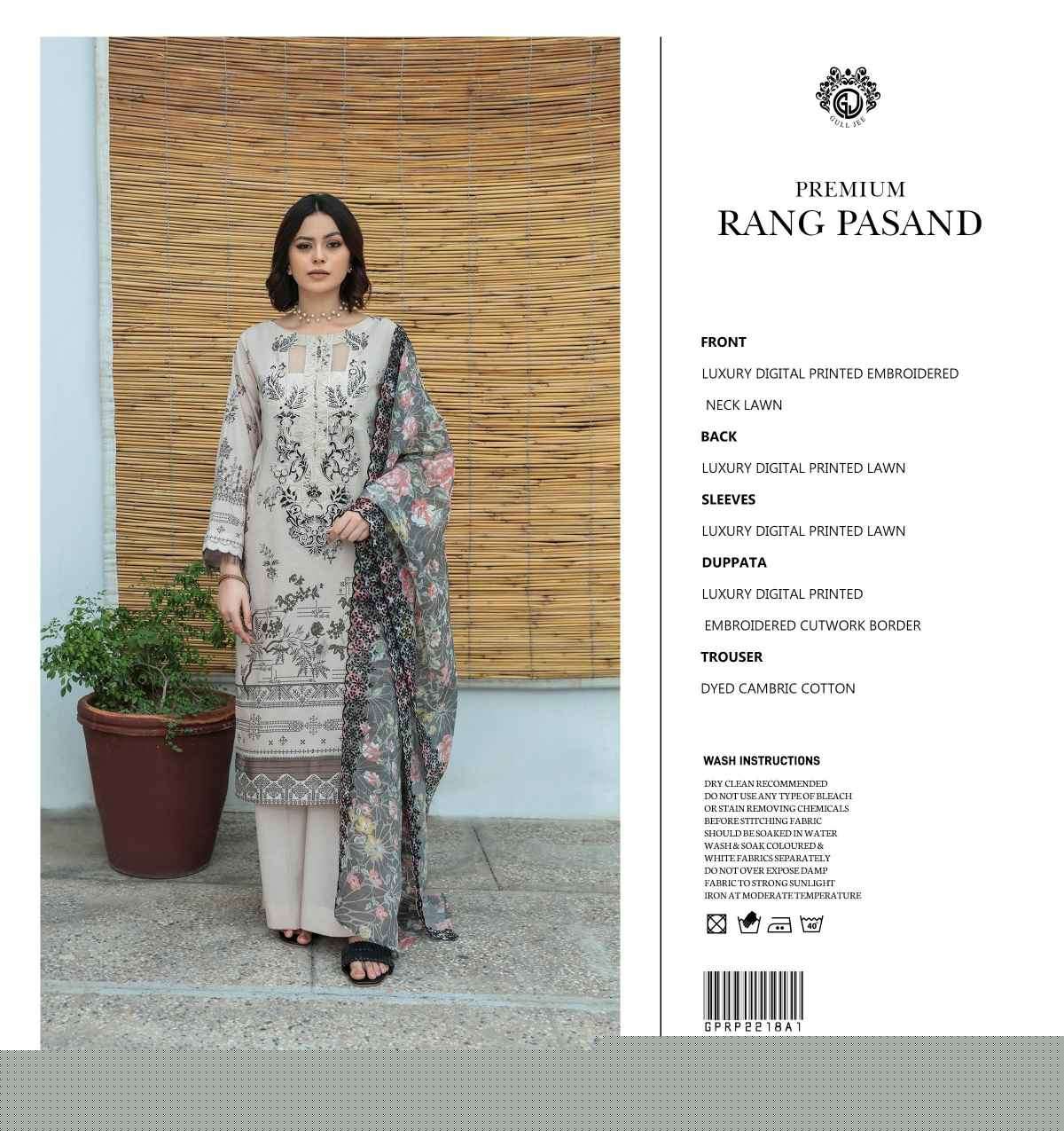 ORIGINAL PAKISTANI PREMIUM RANG PASAND BY GULL LEE 01 TO 12 SERIES BEAUTIFUL PAKISTANI SUITS COLORFUL STYLISH FANCY CASUAL WEAR & ETHNIC WEAR FANCY DRESSES AT WHOLESALE PRICE