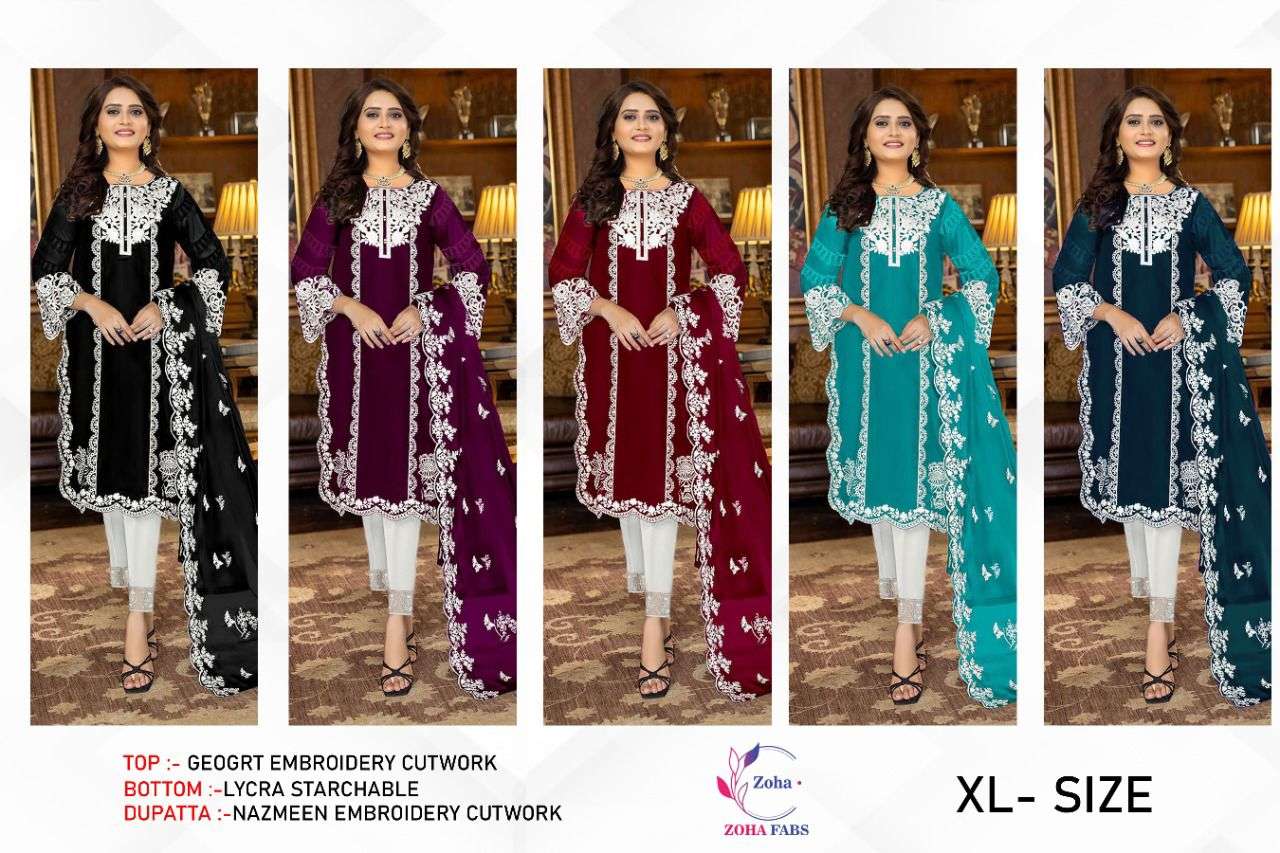ZOHA 786 COLOURS BY ZOHA FABS 786-A TO 786-E SERIES BEAUTIFUL PAKISTANI SUITS COLORFUL STYLISH FANCY CASUAL WEAR & ETHNIC WEAR HEAVY GEORGETTE DRESSES AT WHOLESALE PRICE