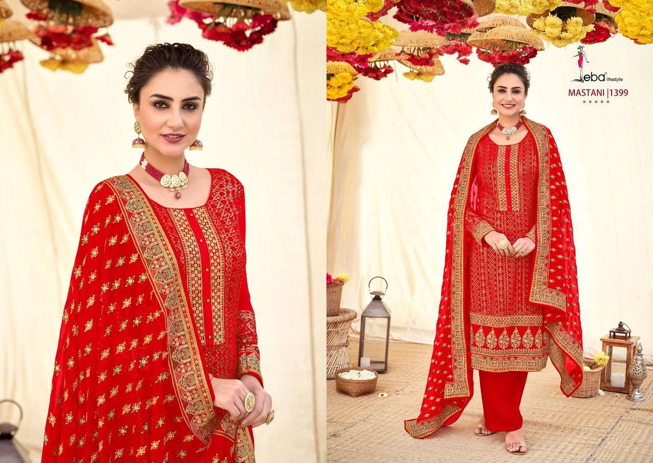 Mastani By Eba Lifestyle 1399 To 1402 Series Beautiful Sharara Suits Colorful Stylish Fancy Casual Wear & Ethnic Wear Georgette Embroidered Dresses At Wholesale Price