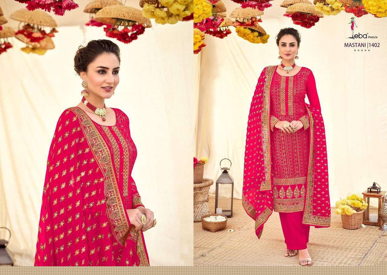Mastani By Eba Lifestyle 1399 To 1402 Series Beautiful Sharara Suits Colorful Stylish Fancy Casual Wear & Ethnic Wear Georgette Embroidered Dresses At Wholesale Price