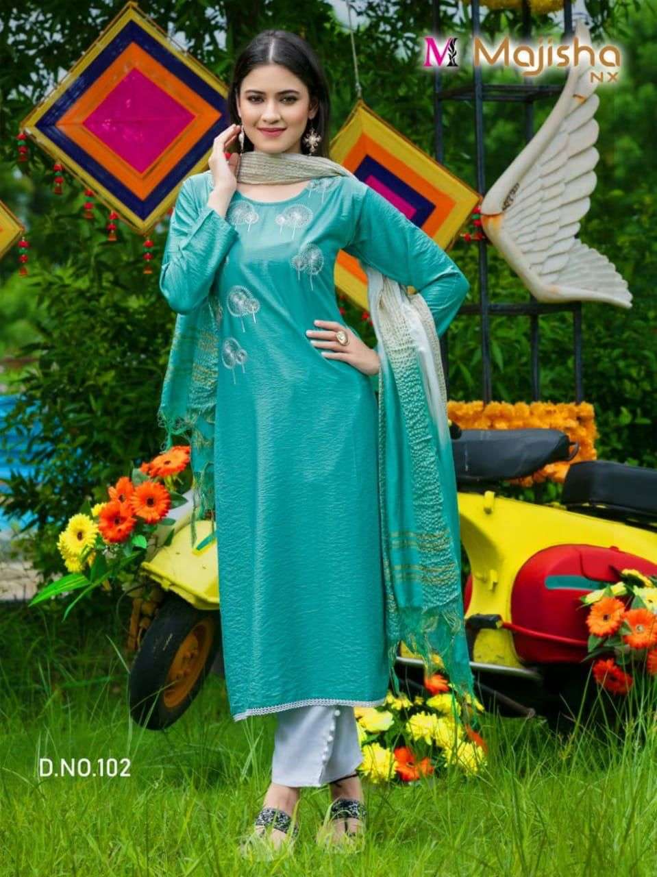 SERINA VOL-1 BY MAJISHA NX 101 TO 106 SERIES BEAUTIFUL SUITS COLORFUL STYLISH FANCY CASUAL WEAR & ETHNIC WEAR VISCOSE SILK RAYON DRESSES AT WHOLESALE PRICE