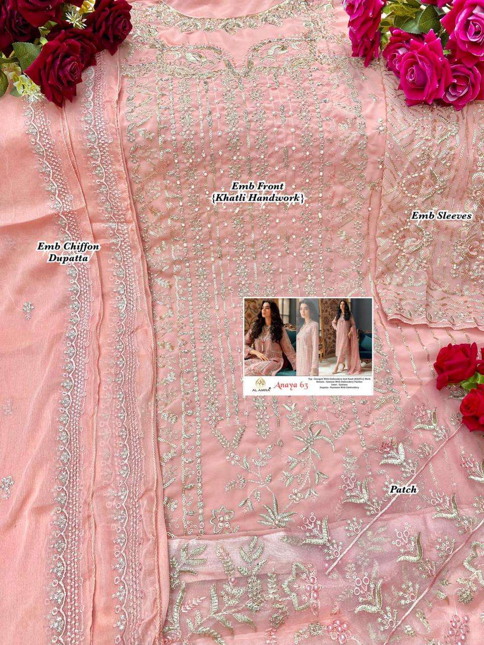 Anaya 63 By Al Amra Pakistani Suits Beautiful Fancy Colorful Stylish Party Wear & Occasional Wear Georgette Embroidery Dresses At Wholesale Price