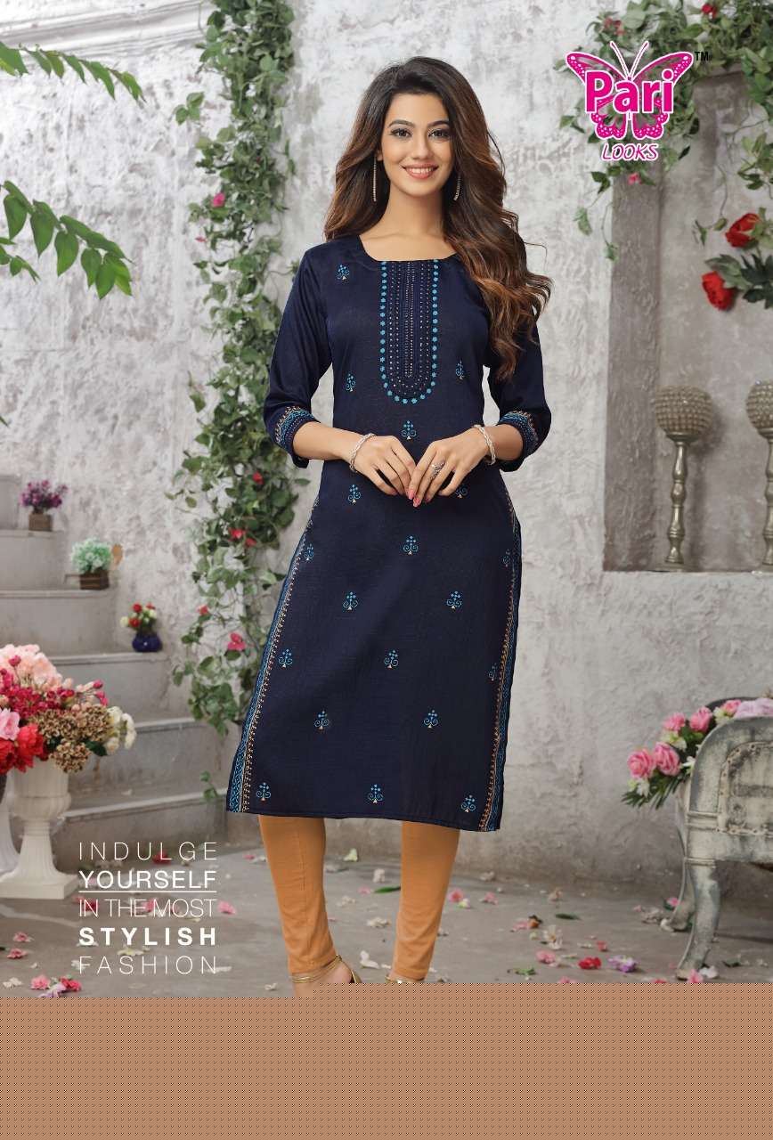 BLOSSOM BY PARI 101 TO 108 SERIES DESIGNER STYLISH FANCY COLORFUL BEAUTIFUL PARTY WEAR & ETHNIC WEAR COLLECTION VISCOSE RAYON KURTIS AT WHOLESALE PRICE