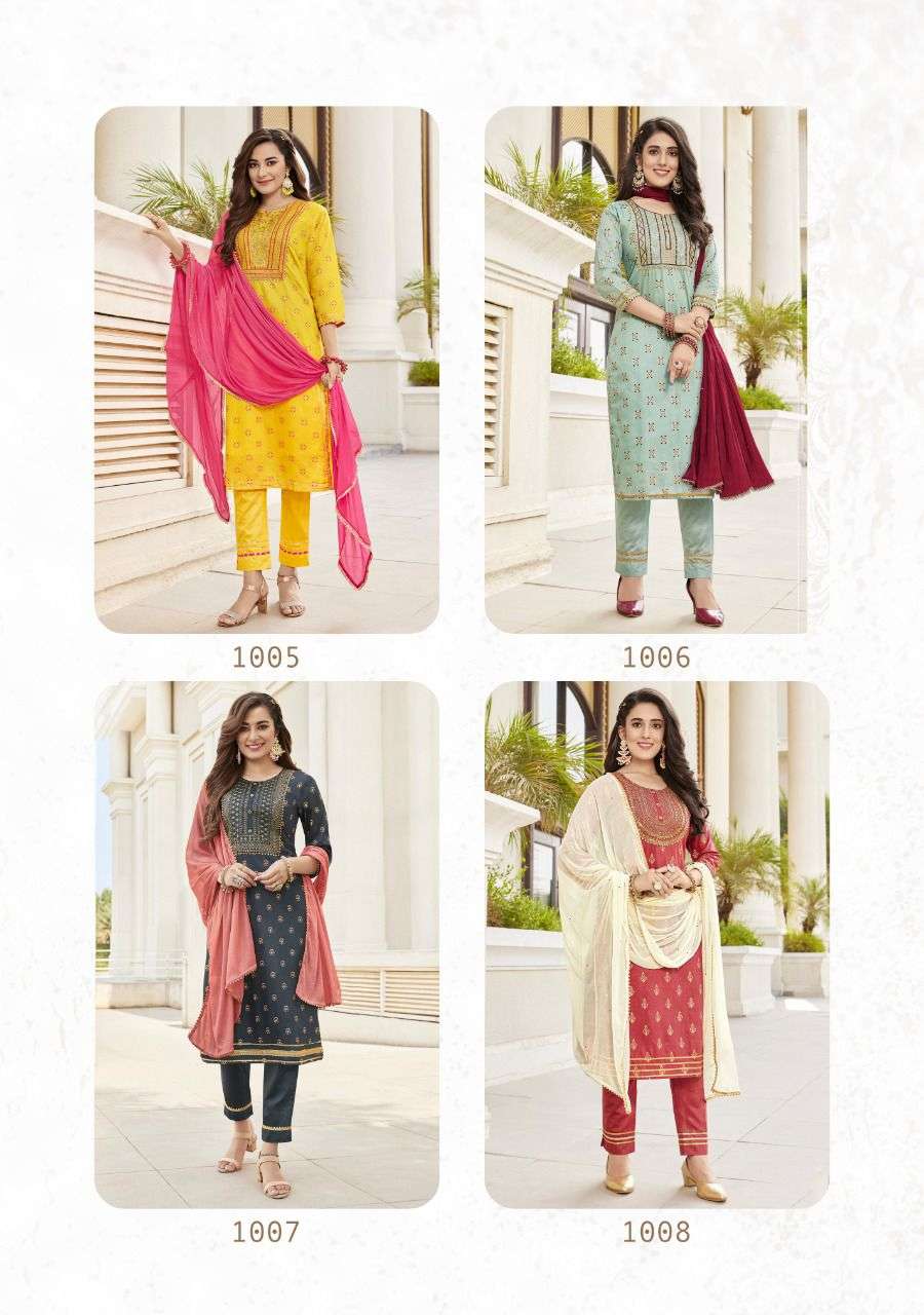 MAAN VOL-1 BY KAJAL STYLE 1001 TO 1008 SERIES BEAUTIFUL SUITS COLORFUL STYLISH FANCY CASUAL WEAR & ETHNIC WEAR CHANDERI PRINT DRESSES AT WHOLESALE PRICE