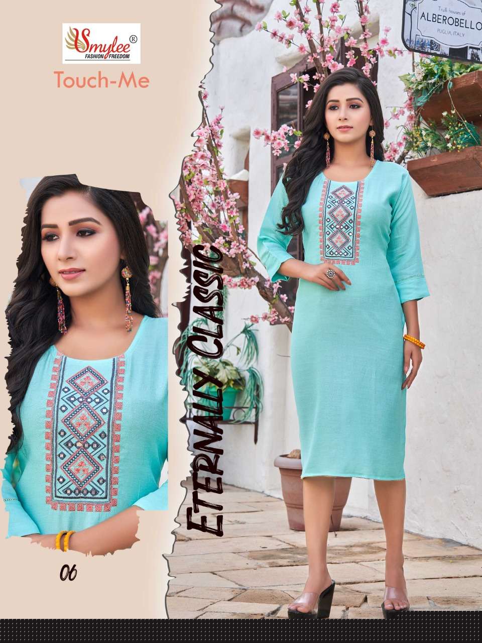 TOUCH ME BY SMYLEE 01 TO 08 SERIES DESIGNER STYLISH FANCY COLORFUL BEAUTIFUL PARTY WEAR & ETHNIC WEAR COLLECTION VISCOSE RAYON KURTIS AT WHOLESALE PRICE