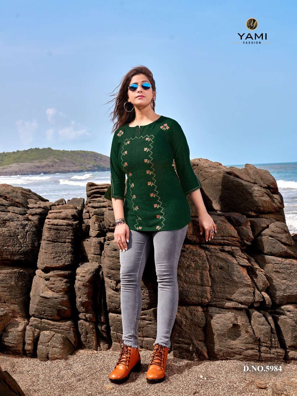 BOLD VOL-6 BY YAMI FASHION 5981 TO 5989 SERIES BEAUTIFUL COLORFUL STYLISH FANCY CASUAL WEAR & READY TO WEAR HEAVY RAYON SLUB TOPS AT WHOLESALE PRICE