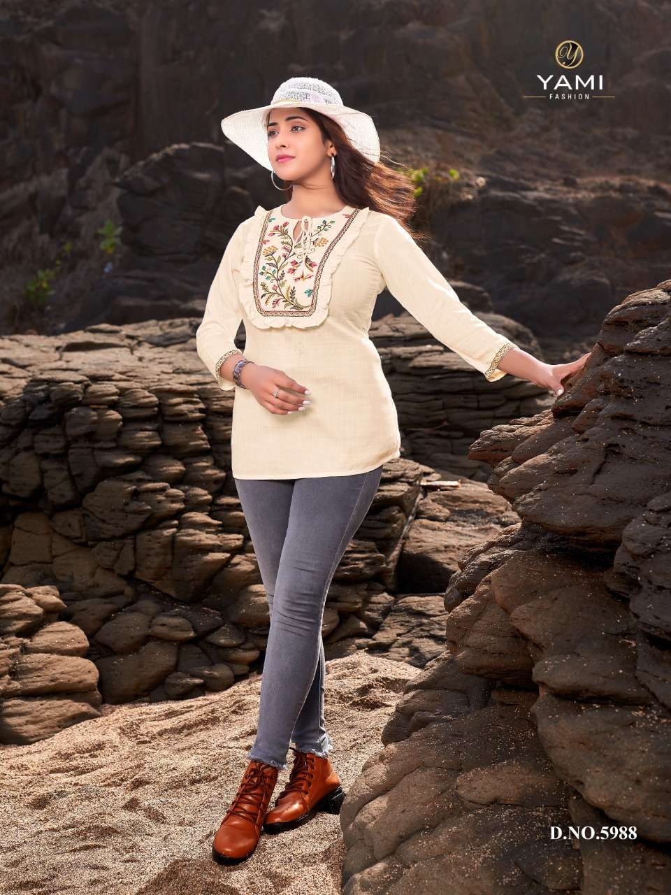 BOLD VOL-6 BY YAMI FASHION 5981 TO 5989 SERIES BEAUTIFUL COLORFUL STYLISH FANCY CASUAL WEAR & READY TO WEAR HEAVY RAYON SLUB TOPS AT WHOLESALE PRICE