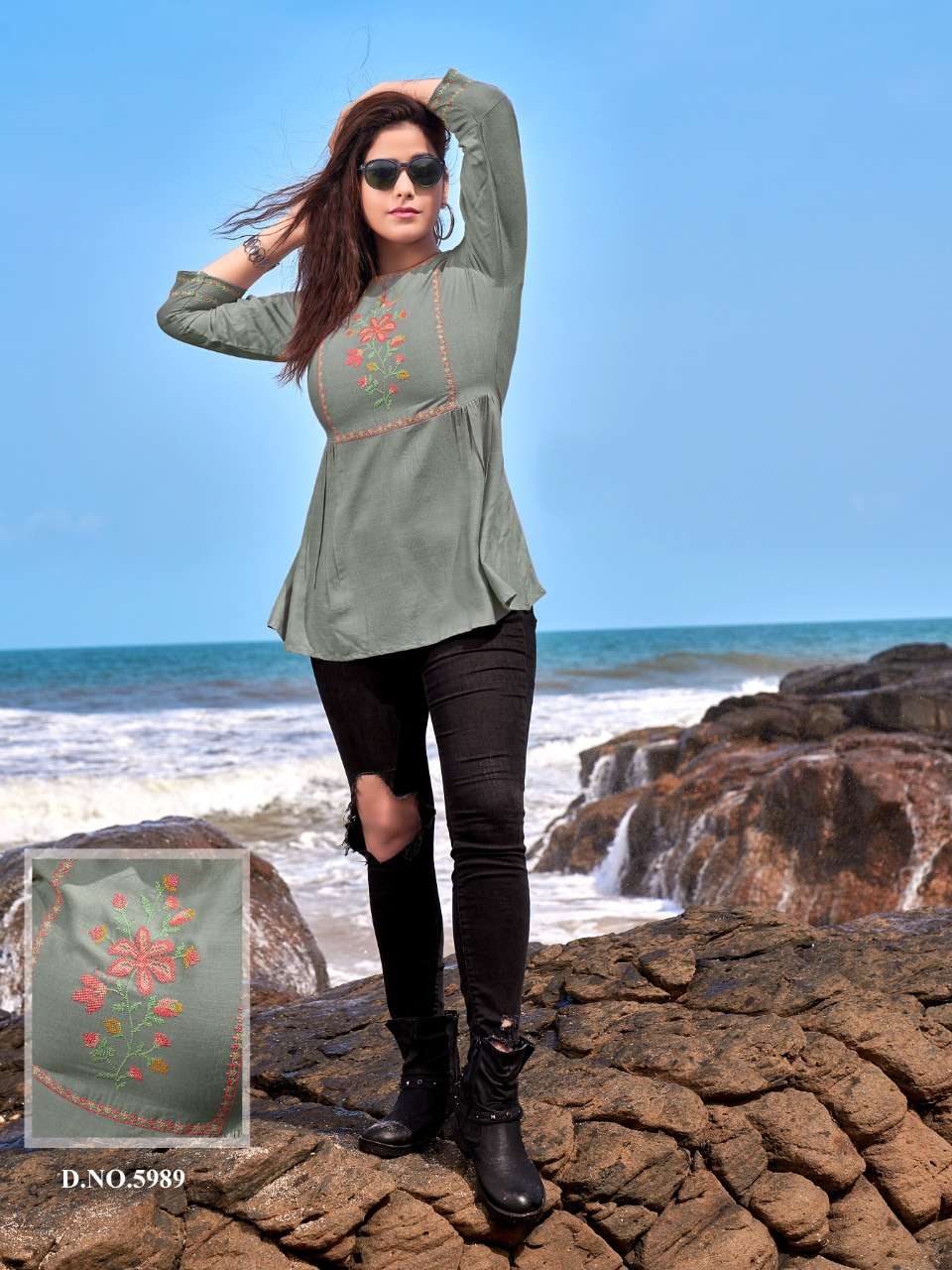 BOLD VOL-6 BY YAMI FASHION 5981 TO 5989 SERIES BEAUTIFUL COLORFUL STYLISH FANCY CASUAL WEAR & READY TO WEAR HEAVY RAYON SLUB TOPS AT WHOLESALE PRICE