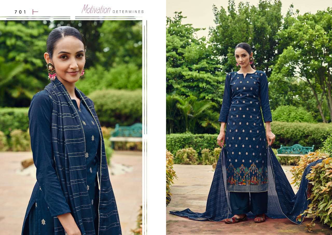 SHUBH BY CHERRY 701 TO 704 SERIES BEAUTIFUL SUITS COLORFUL STYLISH FANCY CASUAL WEAR & ETHNIC WEAR JACQUARD SILK DRESSES AT WHOLESALE PRICE
