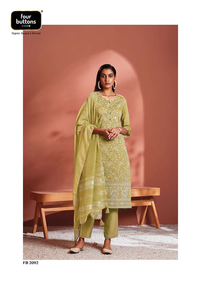 PEARL VOL-7 BY FOUR BUTTONS 2091 TO 2096 SERIES BEAUTIFUL SUITS COLORFUL STYLISH FANCY CASUAL WEAR & ETHNIC WEAR VISCOSE CHANDERI DRESSES AT WHOLESALE PRICE