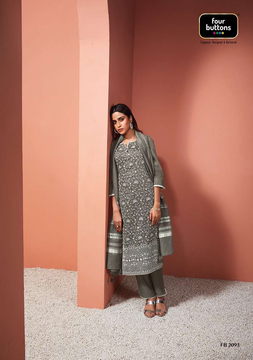 PEARL VOL-7 BY FOUR BUTTONS 2091 TO 2096 SERIES BEAUTIFUL SUITS COLORFUL STYLISH FANCY CASUAL WEAR & ETHNIC WEAR VISCOSE CHANDERI DRESSES AT WHOLESALE PRICE