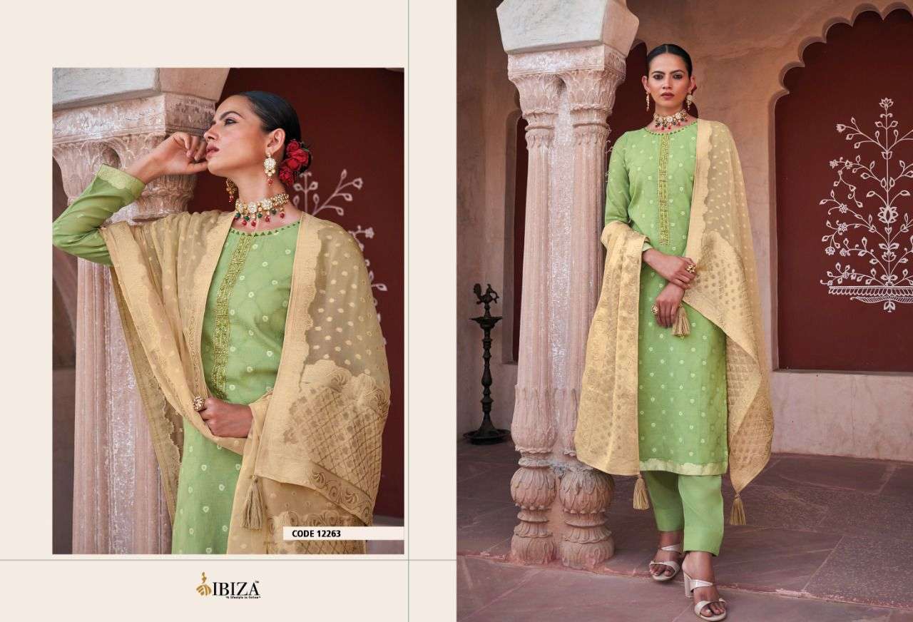 NILOOFAR BY IBIZA 12257 TO 12264 SERIES BEAUTIFUL SUITS COLORFUL STYLISH FANCY CASUAL WEAR & ETHNIC WEAR SILK JACQUARD DRESSES AT WHOLESALE PRICE