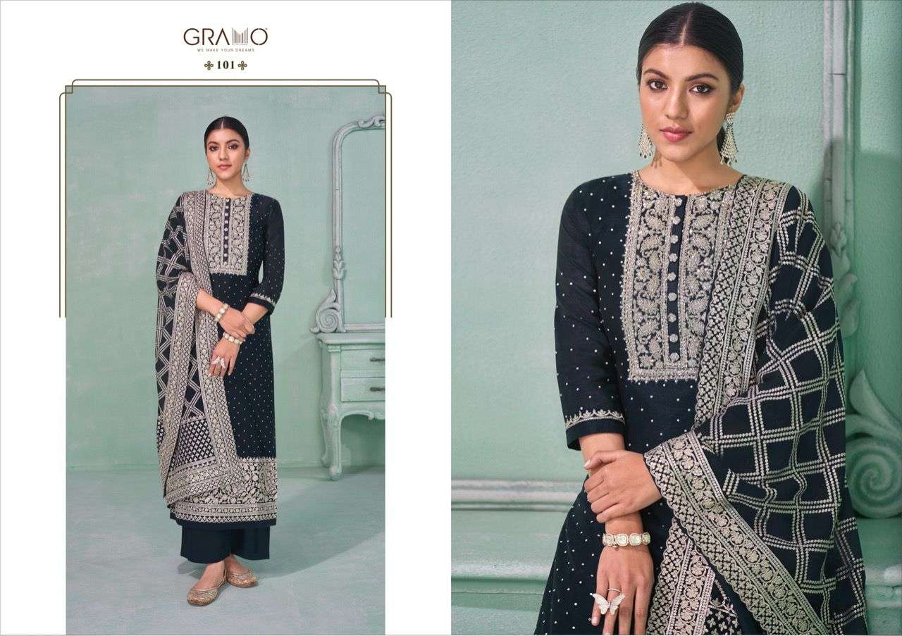 Anokhi By Gramo 1001 To 1004 Series Beautiful Suits Colorful Stylish Fancy Casual Wear & Ethnic Wear Georgette Embroidered Dresses At Wholesale Price