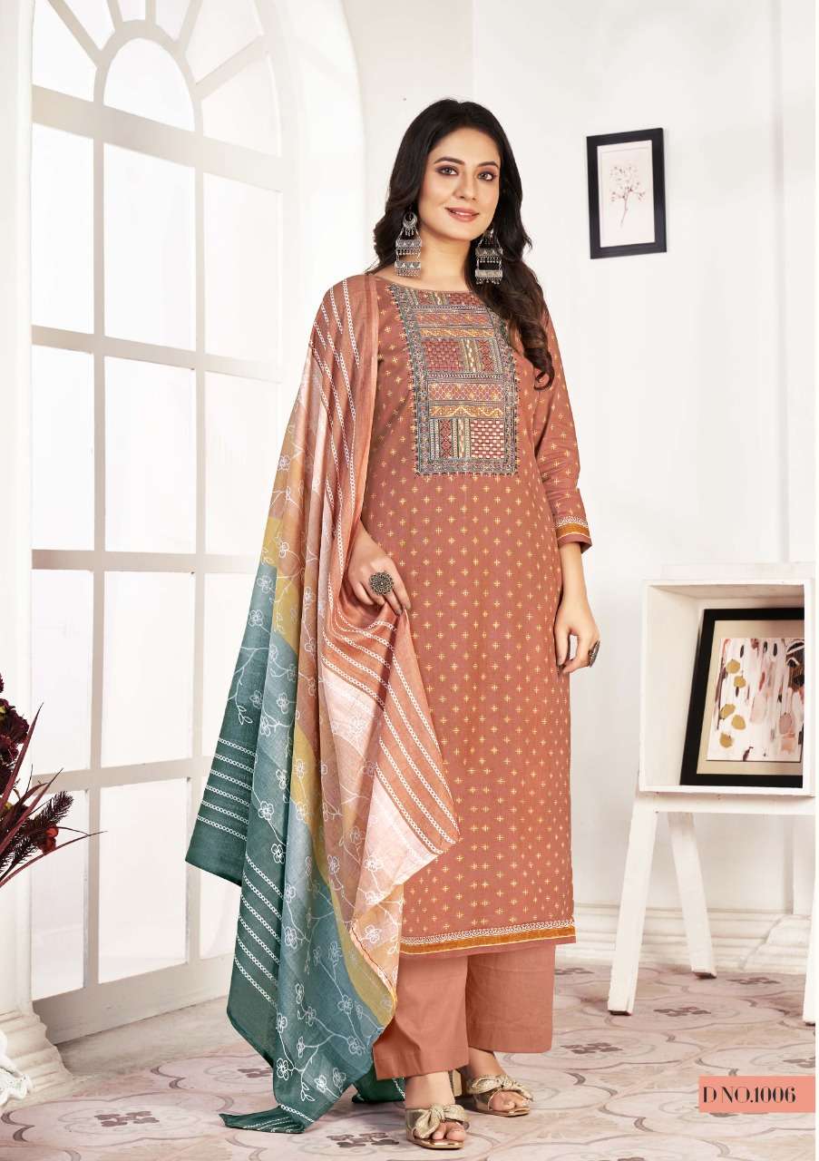 NITYA BY YASHIKA TRENDS 1001 TO 1006 SERIES BEAUTIFUL SUITS COLORFUL STYLISH FANCY CASUAL WEAR & ETHNIC WEAR HEAVY COTTON PRINT DRESSES AT WHOLESALE PRICE