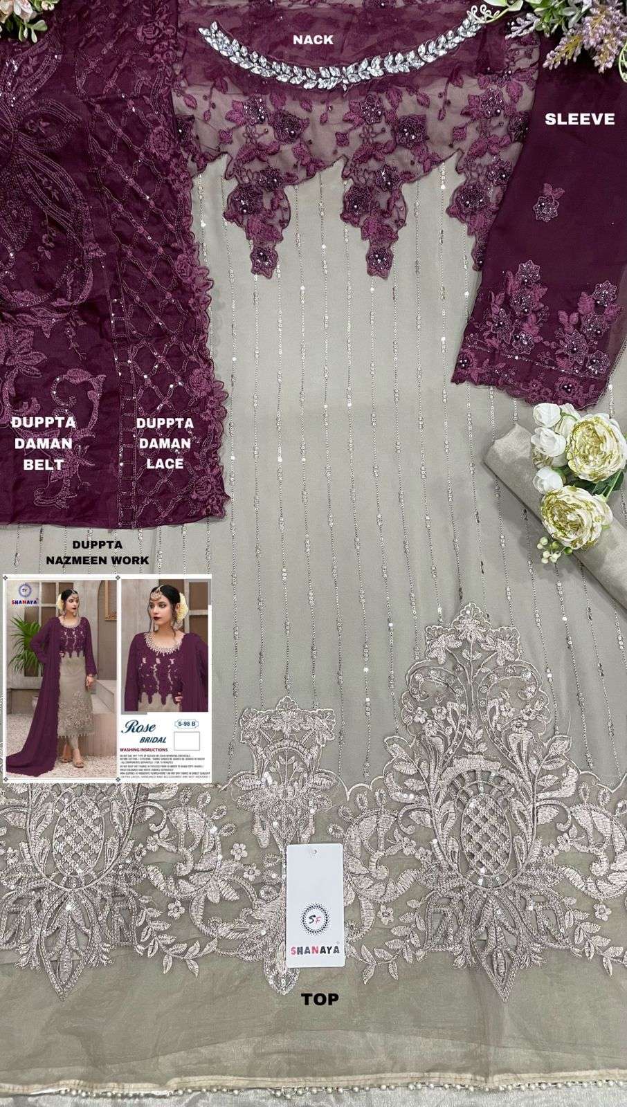 Shanaya Hit Design S-98 Colours Vol-2 By Shanaya Fashion S-98-E To S-98-H Series Designer Pakistani Suits Beautiful Fancy Colorful Stylish Party Wear & Occasional Wear Heavy Faux Georgette Embroidered Dresses At Wholesale Price
