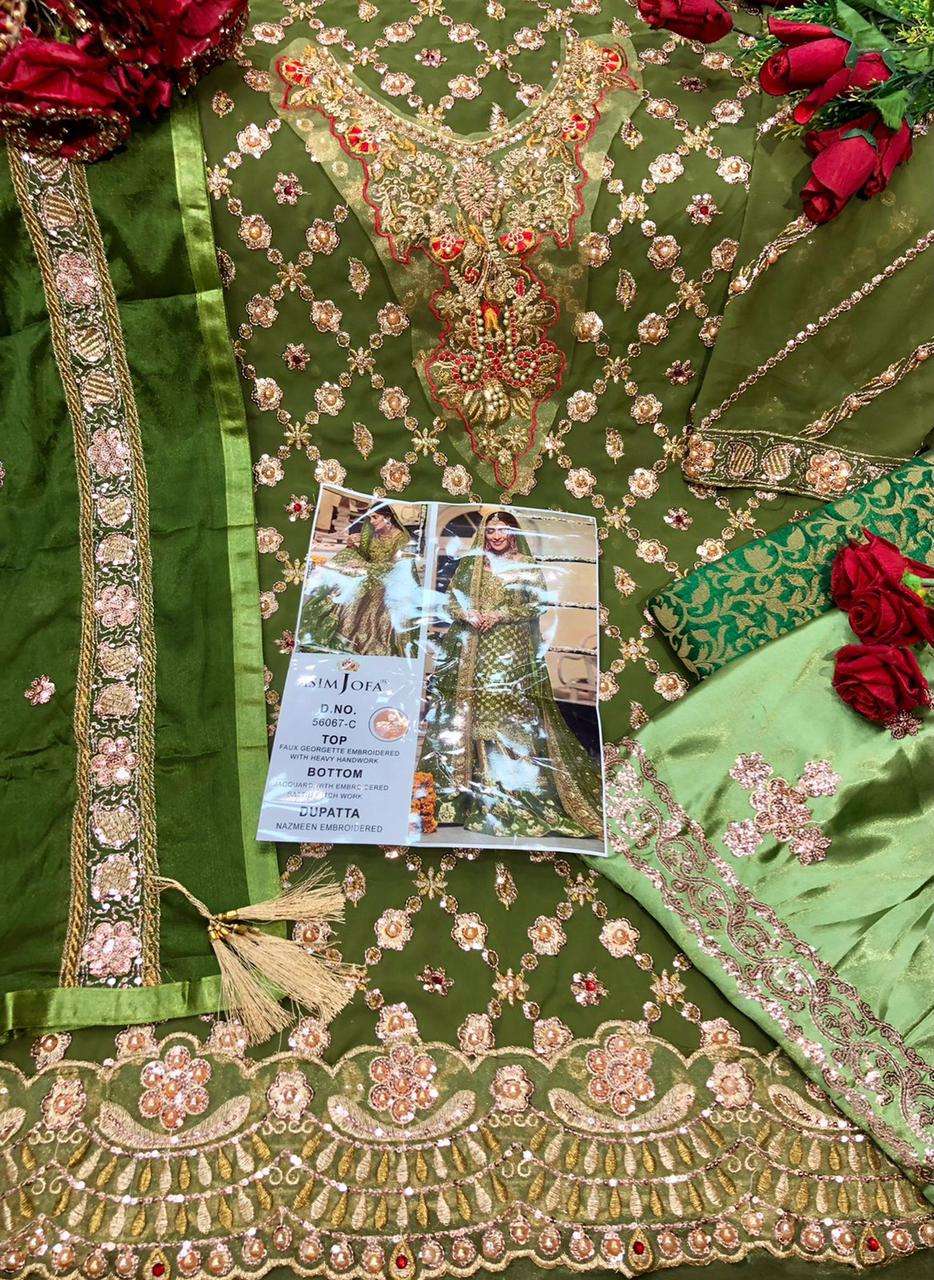 ASIM JOFA HIT DESIGN 56067 COLOURS BY ASIM JOFA 56067-A TO 56067-D SERIES BEAUTIFUL PAKISTANI SUITS STYLISH COLORFUL FANCY CASUAL WEAR & ETHNIC WEAR FAUX GEORGETTE EMBROIDERED DRESSES AT WHOLESALE PRICE