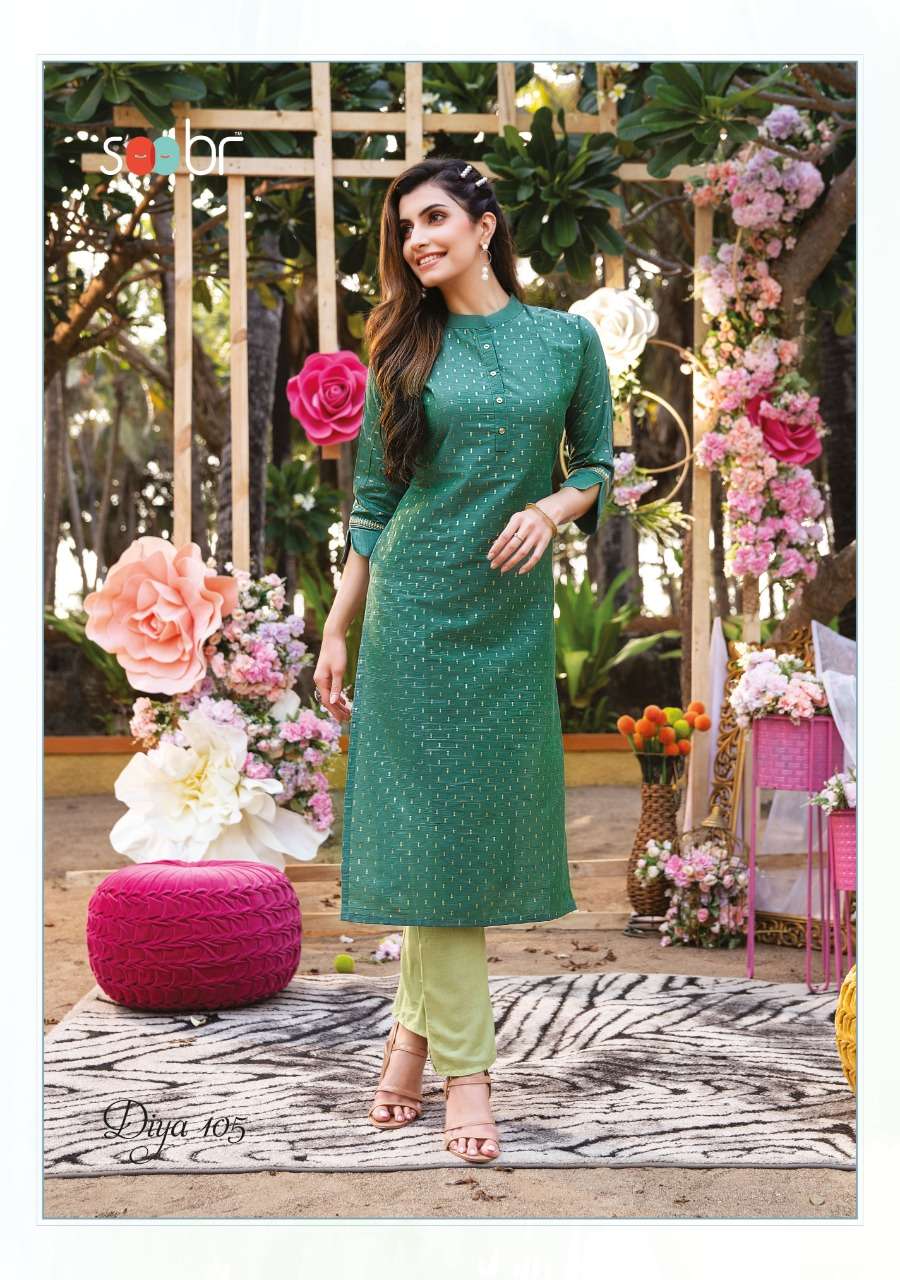 DIYA BY SOOBR 101 TO 106 SERIES DESIGNER STYLISH FANCY COLORFUL BEAUTIFUL PARTY WEAR & ETHNIC WEAR COLLECTION BANARASI SILK KURTIS AT WHOLESALE PRICE