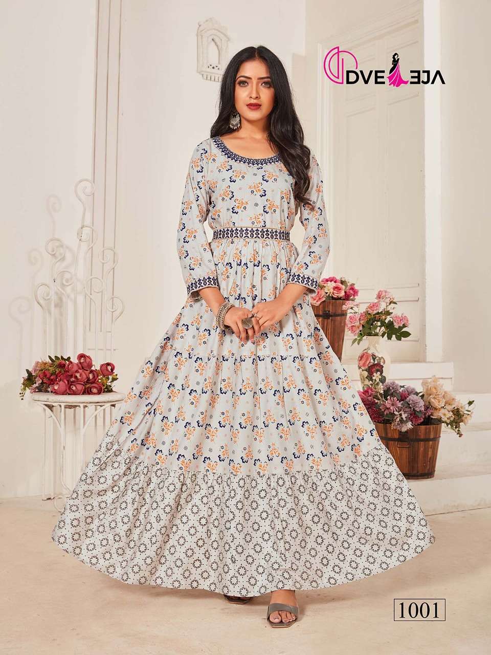SHEILA BY DVEEJA 1001 TO 1006 SERIES BEAUTIFUL STYLISH FANCY COLORFUL CASUAL WEAR & ETHNIC WEAR HEAVY RAYON GOWNS AT WHOLESALE PRICE
