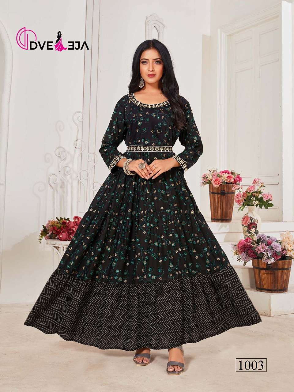 SHEILA BY DVEEJA 1001 TO 1006 SERIES BEAUTIFUL STYLISH FANCY COLORFUL CASUAL WEAR & ETHNIC WEAR HEAVY RAYON GOWNS AT WHOLESALE PRICE