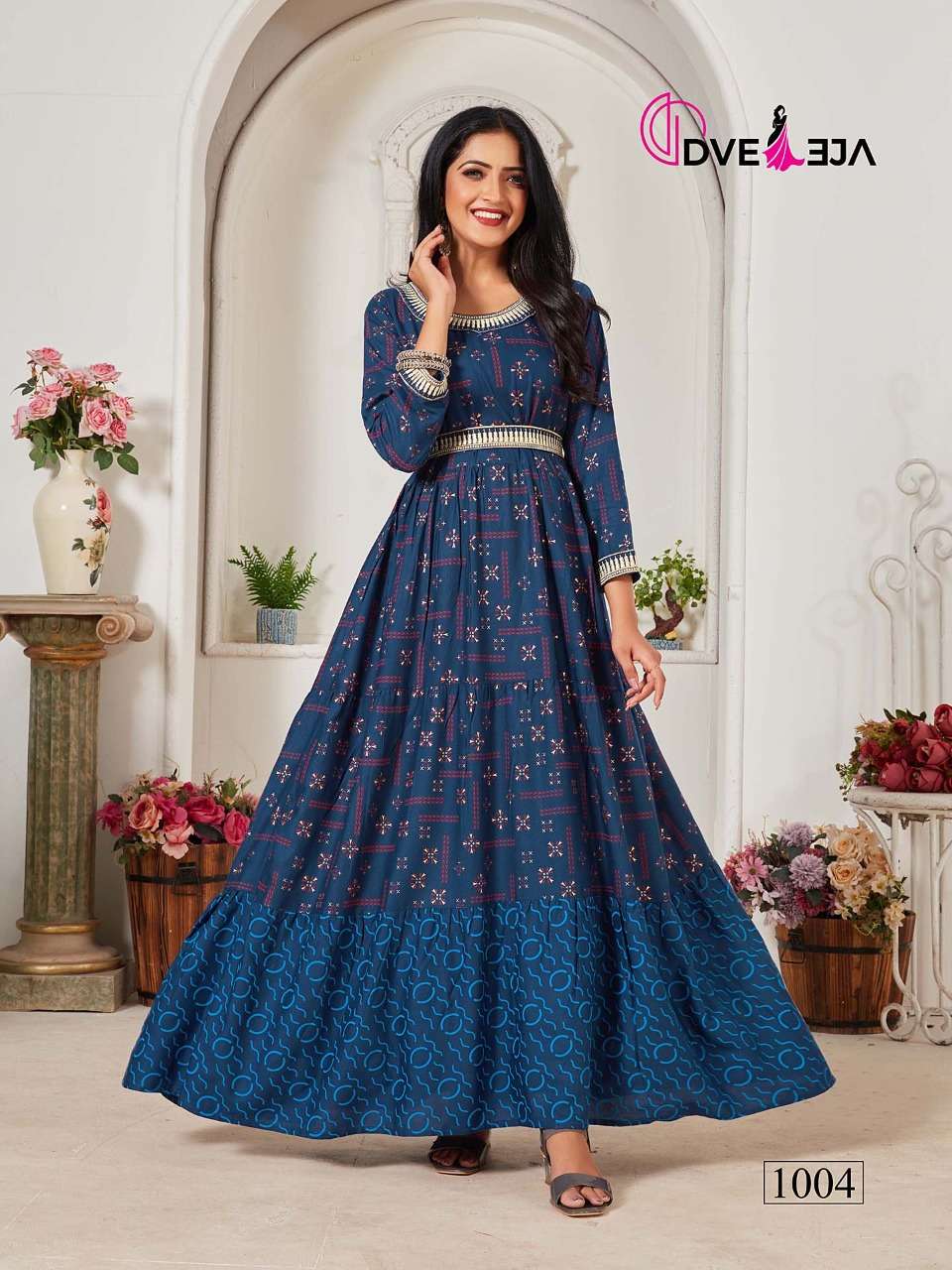 SHEILA BY DVEEJA 1001 TO 1006 SERIES BEAUTIFUL STYLISH FANCY COLORFUL CASUAL WEAR & ETHNIC WEAR HEAVY RAYON GOWNS AT WHOLESALE PRICE