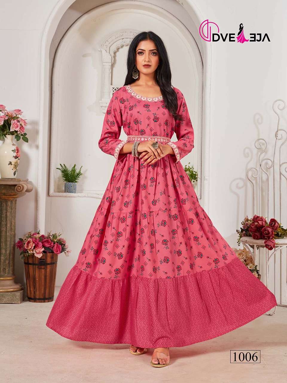 SHEILA BY DVEEJA 1001 TO 1006 SERIES BEAUTIFUL STYLISH FANCY COLORFUL CASUAL WEAR & ETHNIC WEAR HEAVY RAYON GOWNS AT WHOLESALE PRICE