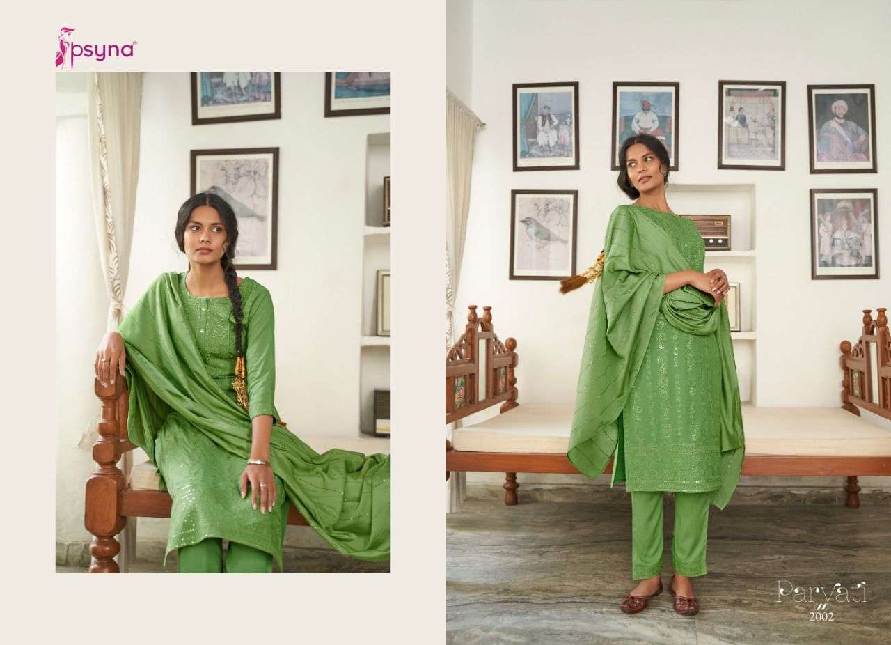 PARVATI VOL-2 BY PSYNA 2001 TO 2006 SERIES BEAUTIFUL SUITS COLORFUL STYLISH FANCY CASUAL WEAR & ETHNIC WEAR RAYON DRESSES AT WHOLESALE PRICE