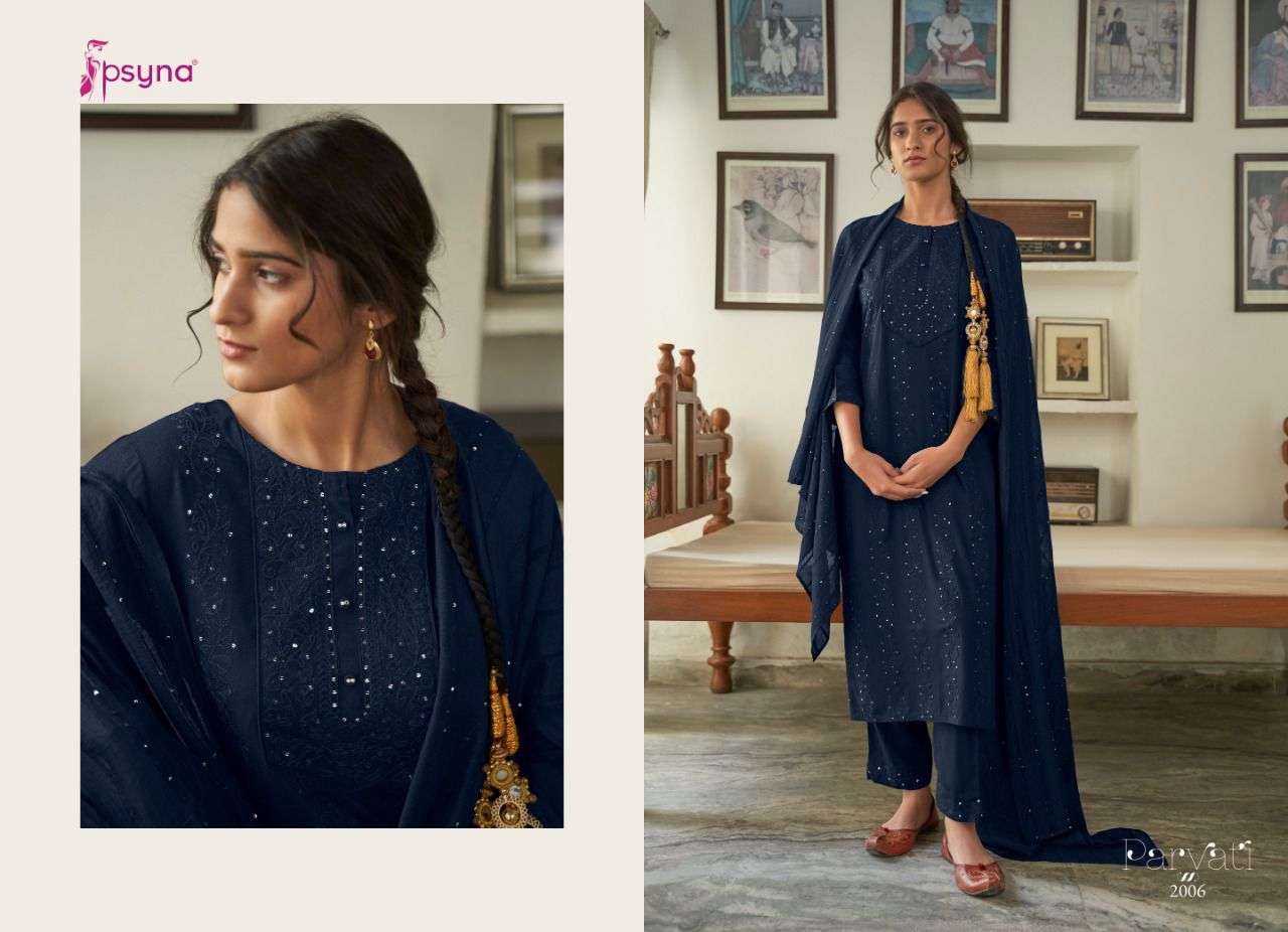 PARVATI VOL-2 BY PSYNA 2001 TO 2006 SERIES BEAUTIFUL SUITS COLORFUL STYLISH FANCY CASUAL WEAR & ETHNIC WEAR RAYON DRESSES AT WHOLESALE PRICE