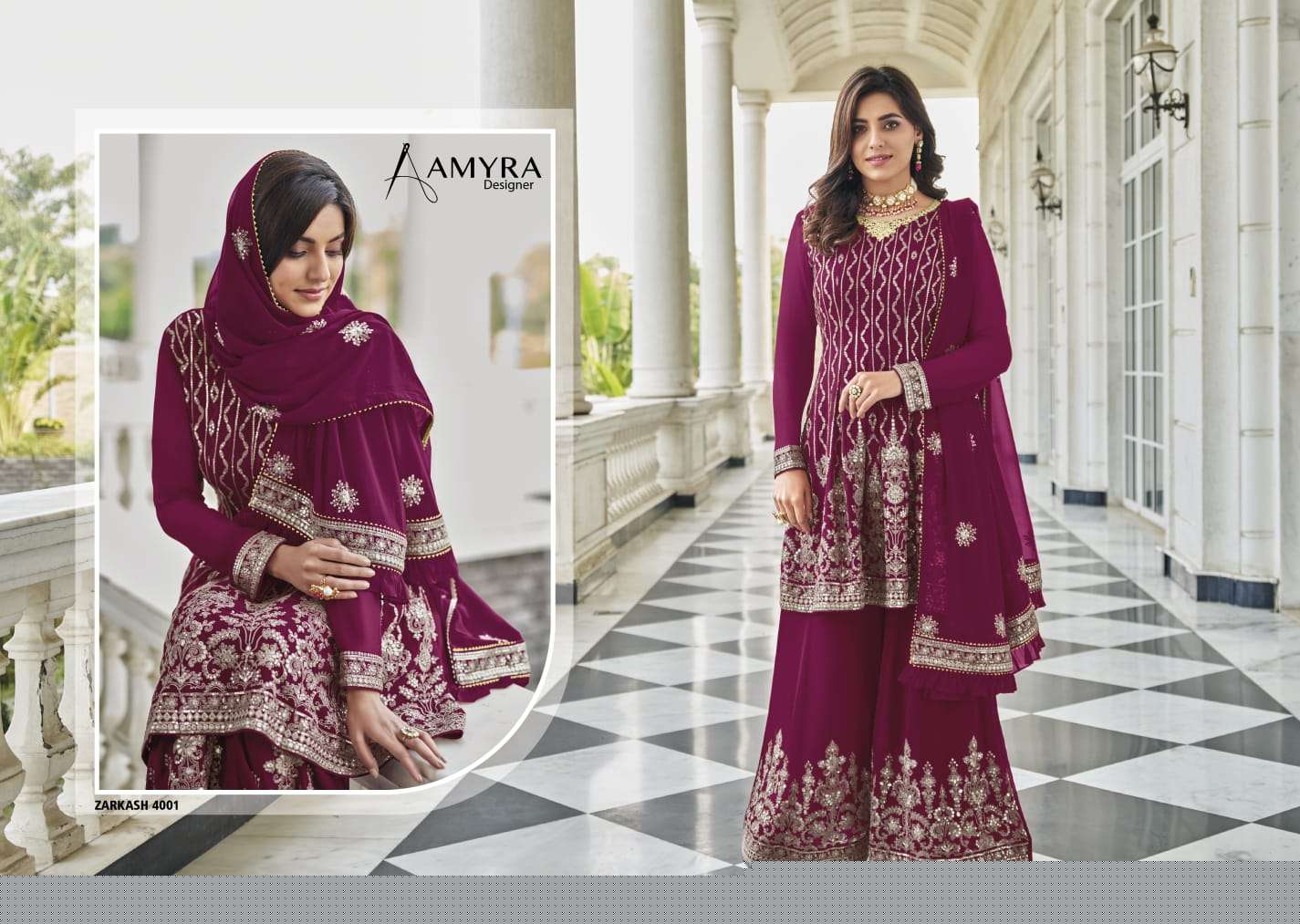 Zarkash Vol-4 By Amyra Designer 4001 To 4004 Series Beautiful Stylish Sharara Suits Fancy Colorful Casual Wear & Ethnic Wear & Ready To Wear Heavy Blooming Georgette Embroidered Dresses At Wholesale Price