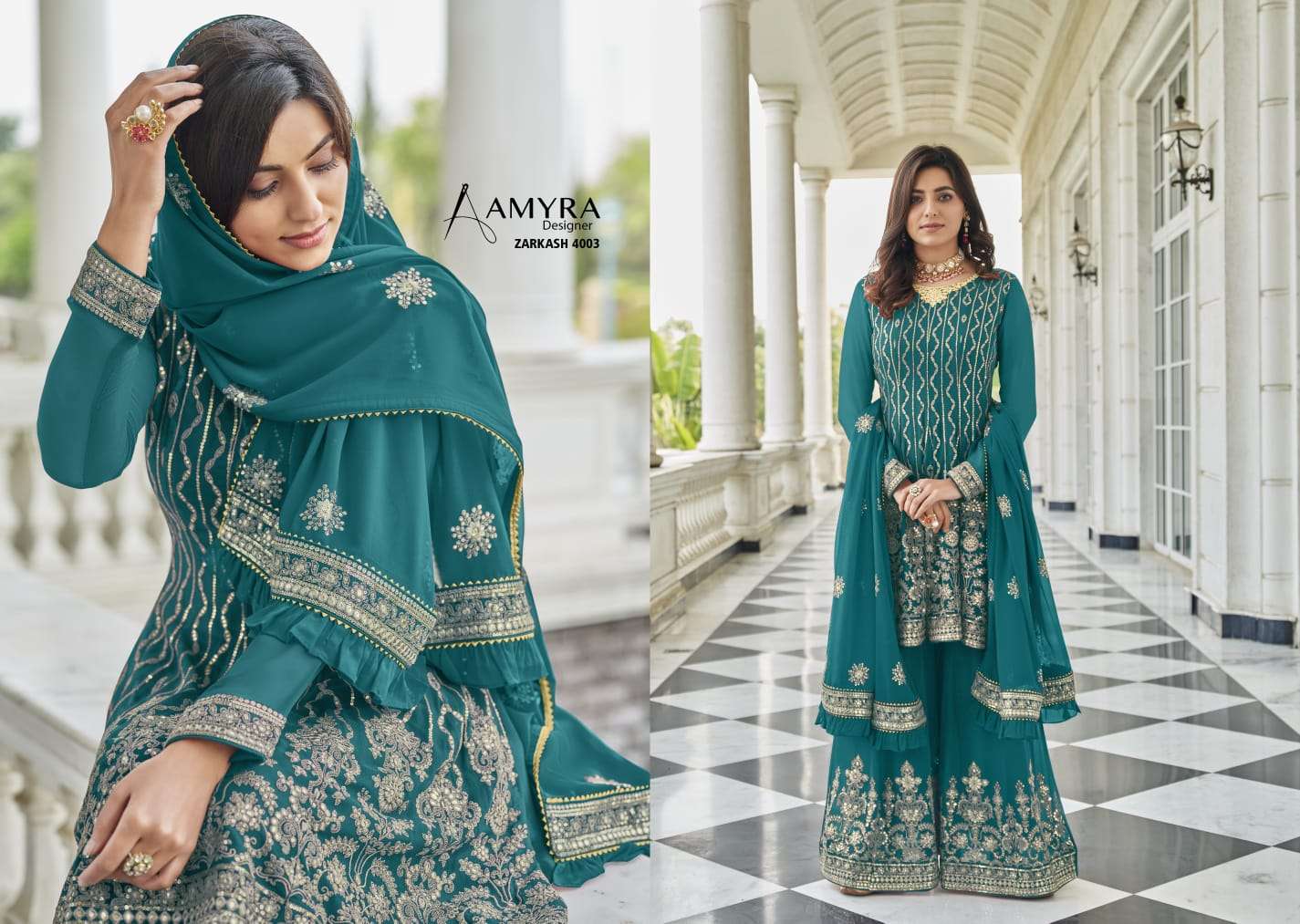 Zarkash Vol-4 By Amyra Designer 4001 To 4004 Series Beautiful Stylish Sharara Suits Fancy Colorful Casual Wear & Ethnic Wear & Ready To Wear Heavy Blooming Georgette Embroidered Dresses At Wholesale Price