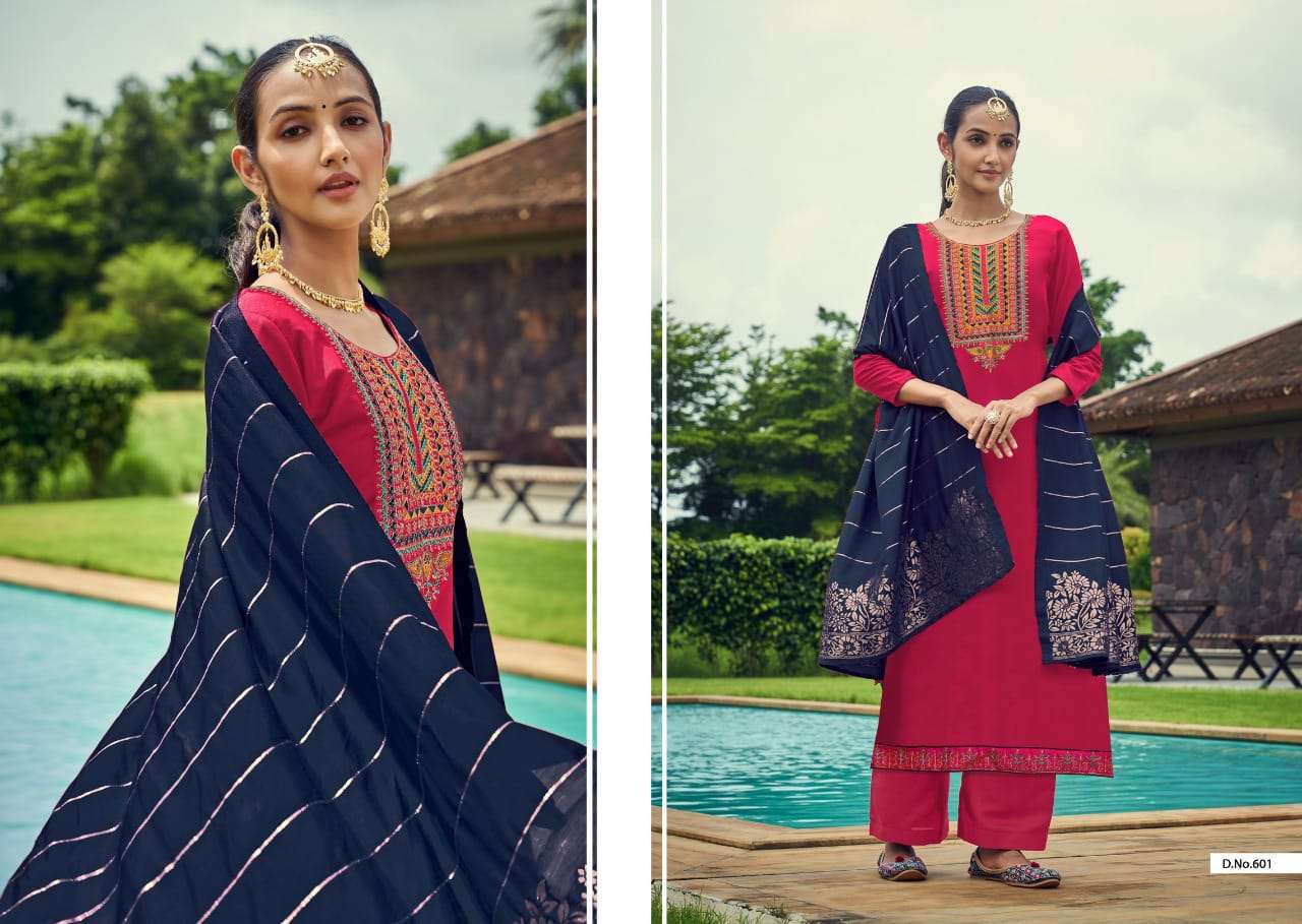 SONEE BY CHERRY 601 TO 604 SERIES BEAUTIFUL SUITS COLORFUL STYLISH FANCY CASUAL WEAR & ETHNIC WEAR PURE SILK DRESSES AT WHOLESALE PRICE