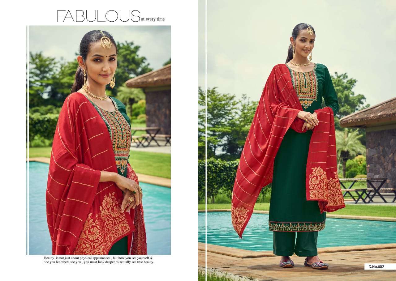 SONEE BY CHERRY 601 TO 604 SERIES BEAUTIFUL SUITS COLORFUL STYLISH FANCY CASUAL WEAR & ETHNIC WEAR PURE SILK DRESSES AT WHOLESALE PRICE