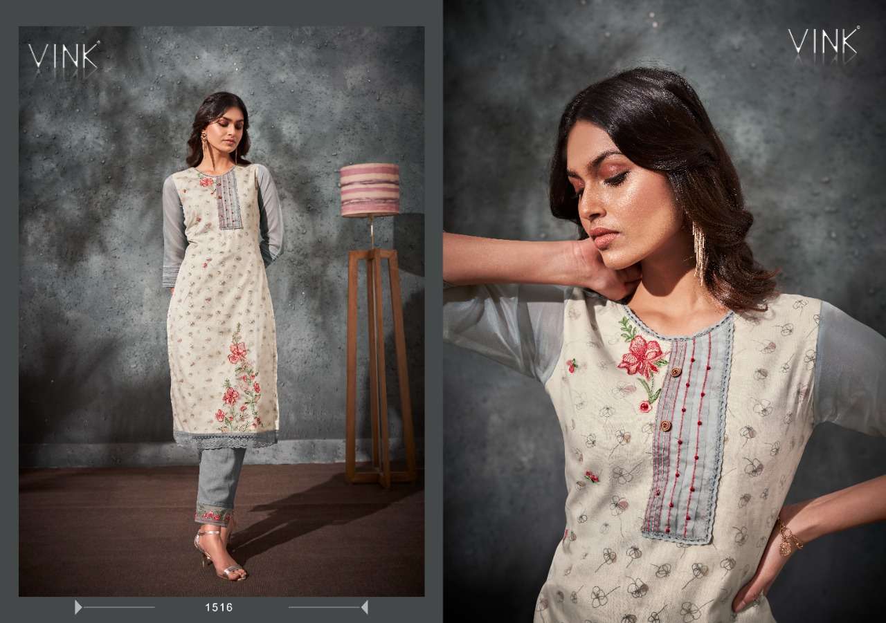 PLATINUM VOL-4 BY VINK 1511 TO 1516 SERIES DESIGNER STYLISH FANCY COLORFUL BEAUTIFUL PARTY WEAR & ETHNIC WEAR COLLECTION PURE ORGANZA KURTIS WITH BOTTOM AT WHOLESALE PRICE