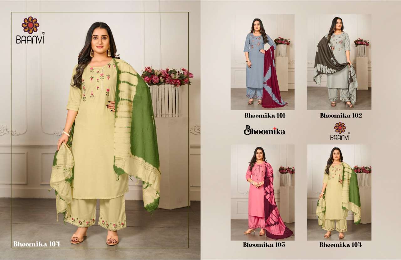 BHOOMIKA BY BAANVI 1001 TO 1004 SERIES BEAUTIFUL SUITS COLORFUL STYLISH FANCY CASUAL WEAR & ETHNIC WEAR FANCY DRESSES AT WHOLESALE PRICE