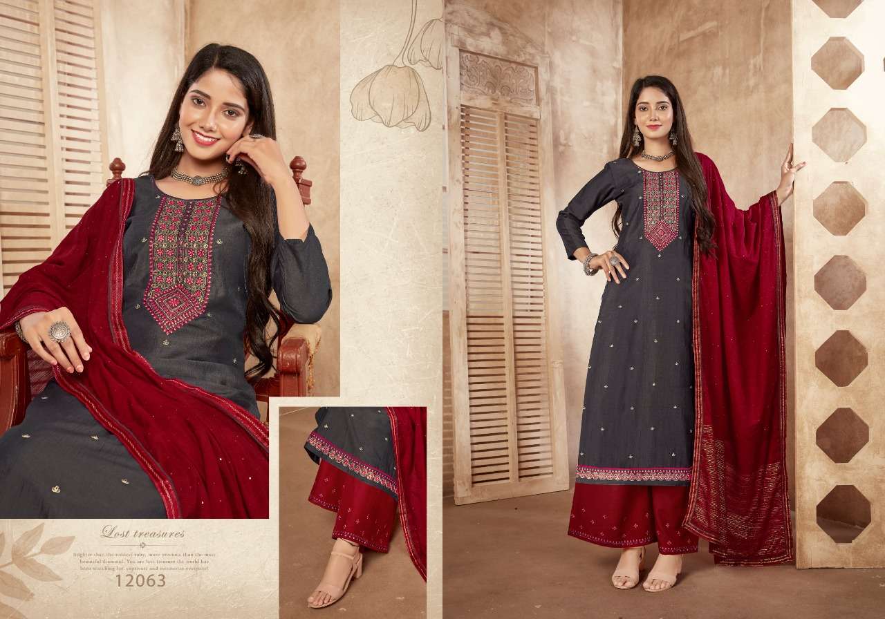 NAKHRALI BY PANCH RATNA 12061 TO 12065 SERIES BEAUTIFUL SUITS COLORFUL STYLISH FANCY CASUAL WEAR & ETHNIC WEAR HEAVY SILK DRESSES AT WHOLESALE PRICE