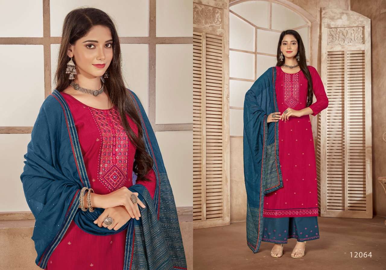 NAKHRALI BY PANCH RATNA 12061 TO 12065 SERIES BEAUTIFUL SUITS COLORFUL STYLISH FANCY CASUAL WEAR & ETHNIC WEAR HEAVY SILK DRESSES AT WHOLESALE PRICE