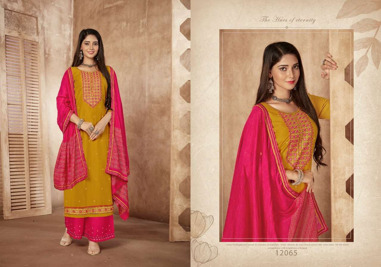 NAKHRALI BY PANCH RATNA 12061 TO 12065 SERIES BEAUTIFUL SUITS COLORFUL STYLISH FANCY CASUAL WEAR & ETHNIC WEAR HEAVY SILK DRESSES AT WHOLESALE PRICE