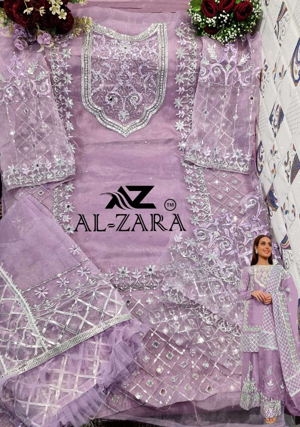 AL ZARA 1071 COLOURS BY AL ZARA 1071-A TO 1071-D SERIES BEAUTIFUL PAKISTANI SUITS COLORFUL STYLISH FANCY CASUAL WEAR & ETHNIC WEAR ORGANZA DRESSES AT WHOLESALE PRICE